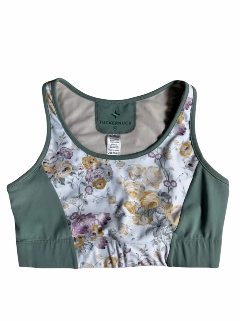 Tuckernuck Floral Activewear Set Leggings Sports Bra Sage Green Medium Matching